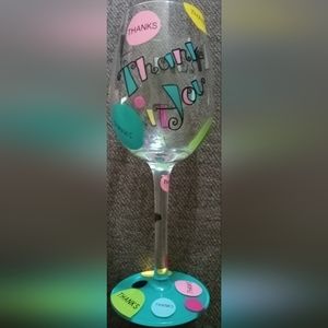 Lolita Dirty Martini Hand Painted Wine Glass/ water glass "Thank You"